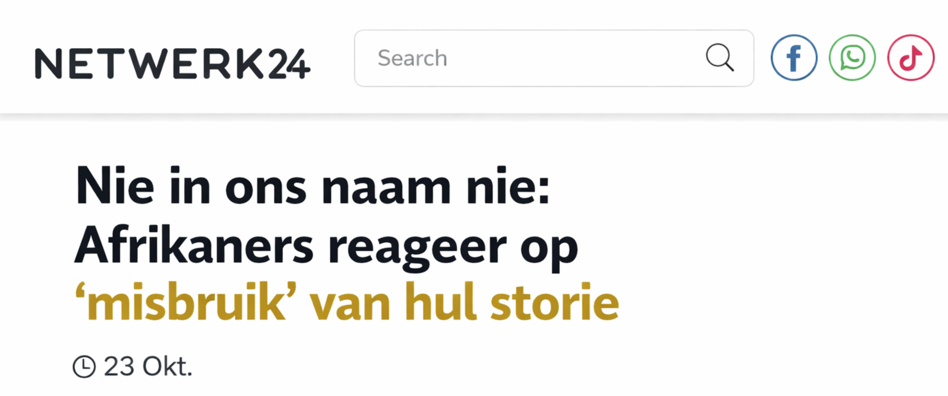 AvSA eerste verklaring: Nie in Ons Naam Nie